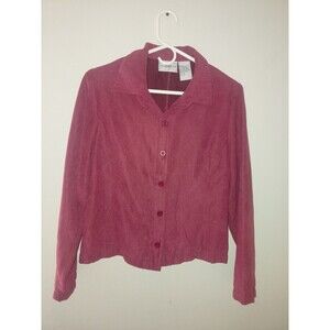 VINTAGE STUDIO EASE PETITE BUTTON UP SHIRT LONG SLV BURGUNDY SOFT TOP 12P